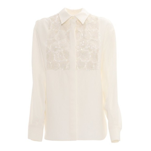 P.A.R.O.S.H. Embroidered Front Panel White Shirt With Classic Collar - NWT - Picture 1 of 3